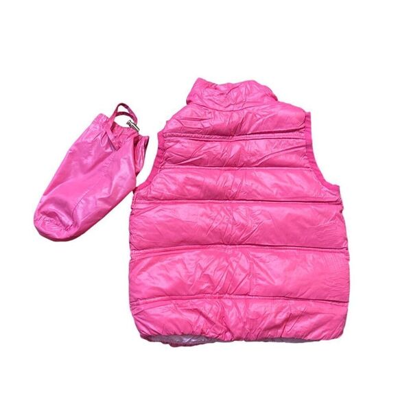 Reversible Pinkeneid Girls Puffer Vest With Packable Bag 3T Lightweight Quilted - Picture 6 of 7